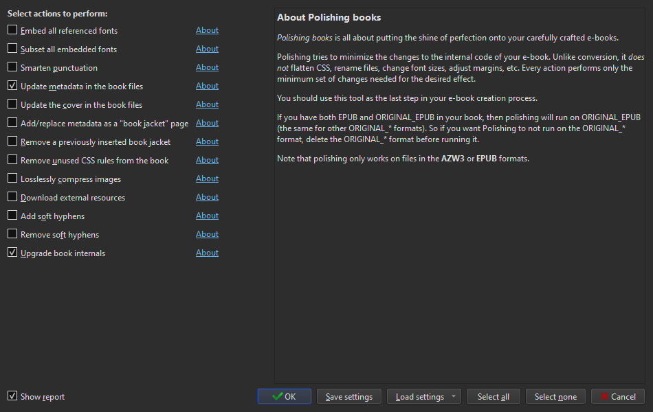 calibre-polish-settings-page