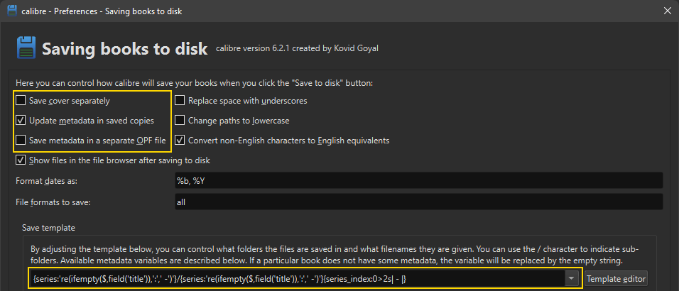 calibre-saving-books-settings