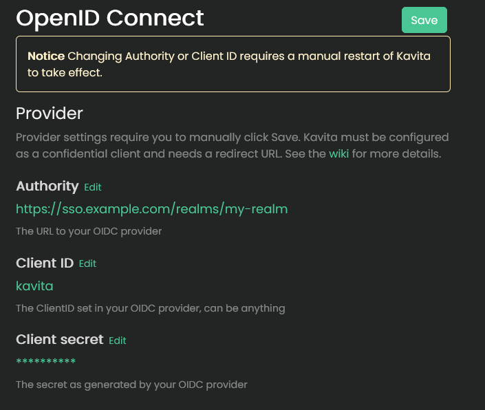 OIDC Settings